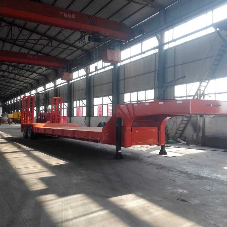 Sale China Factory Hot Sale Container Chassis Flatbed Semi Truck Trailer Low Bed Semi Trailer